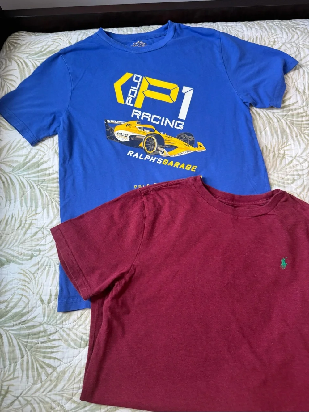 Set of two Polo by Ralph Lauren Boys' Blue Racing Graphic Tee and red shirt